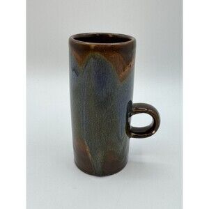 Vintage CAFFE D'VITA Drip Glazed Pottery Stoneware Espresso Coffee Mugs Brown